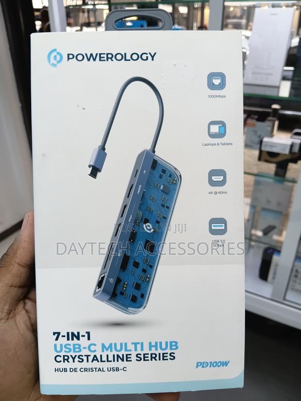 Powerology Crystalline Series 7 in 1 Usb-C Multi Hub - Transparent - thumbnail 3