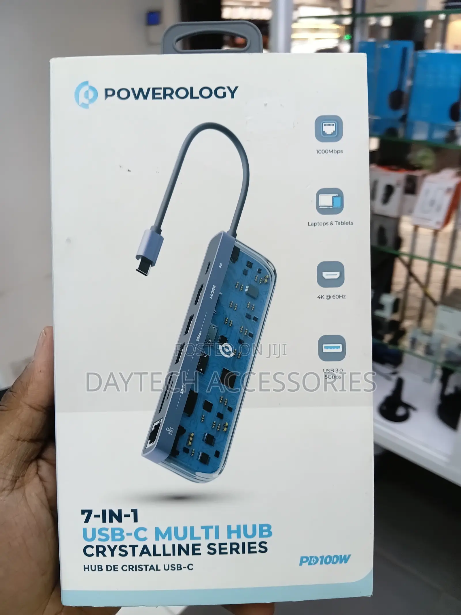 Powerology Crystalline Series 7in1 Usb-C Multiport Usb-C Hub.