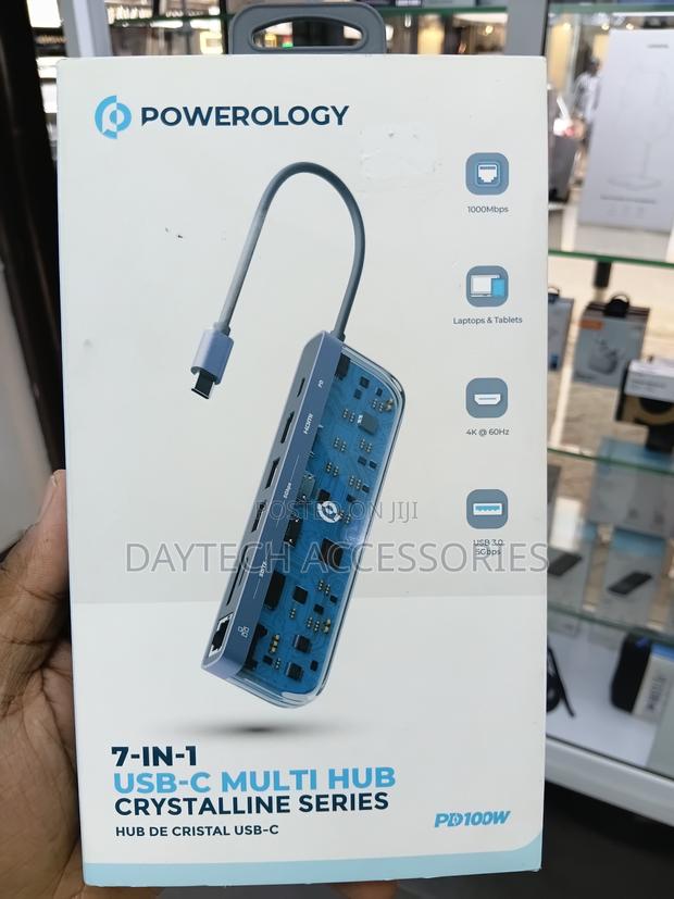 Powerology Crystalline Series 7 in 1 Usb-C Multi Hub Pd 100w - main view