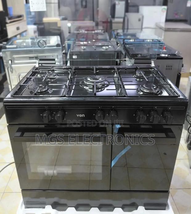 60*90 Von Vcf965031nsk Freestanding Cooker – 5 Gas Burners, Enamel Pan