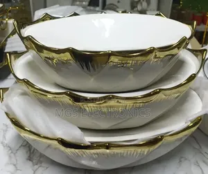 3 in 1 Cream White and Gold Soup Dish Available a the Shop