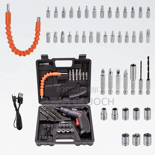 47pc Rechargeable Drill Screw Driver Tool Box Set Now Available - thumbnail 3