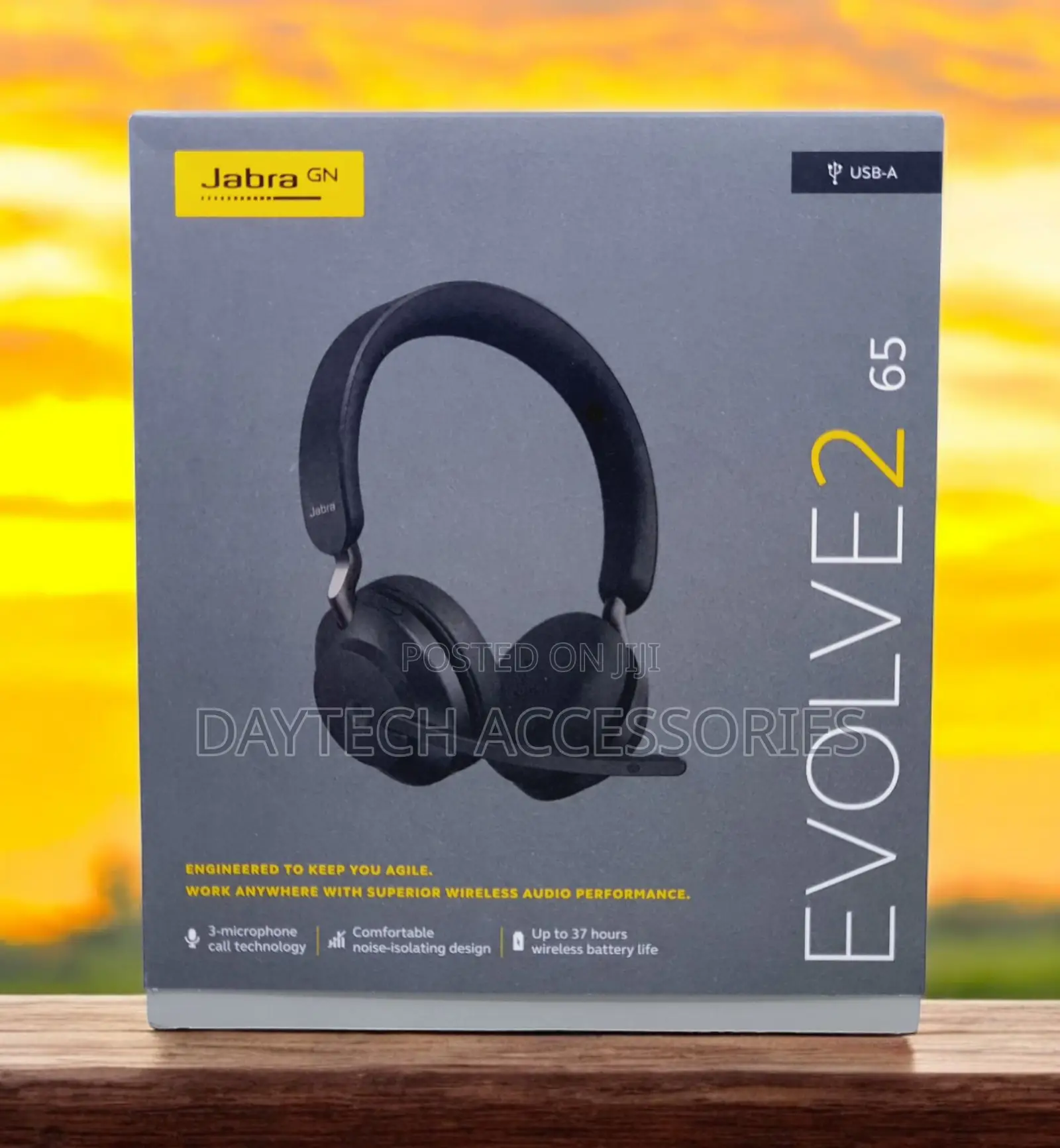 This Product Is a Jabra Evolve2 65 Wireless Headset Featured in Black.