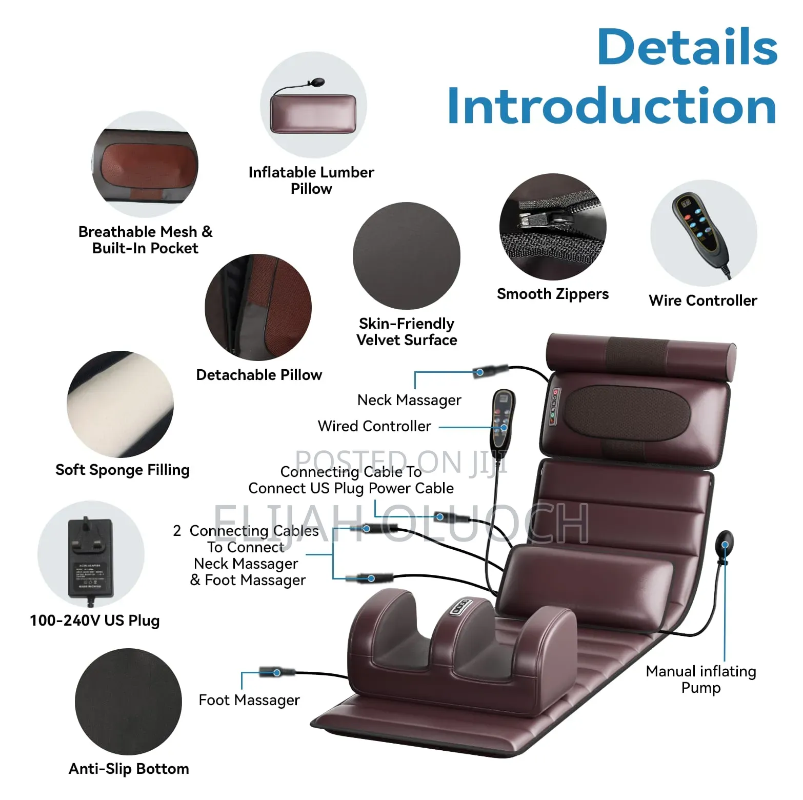 Flexible Any Position Complete Full Body Massage Mattress Seat