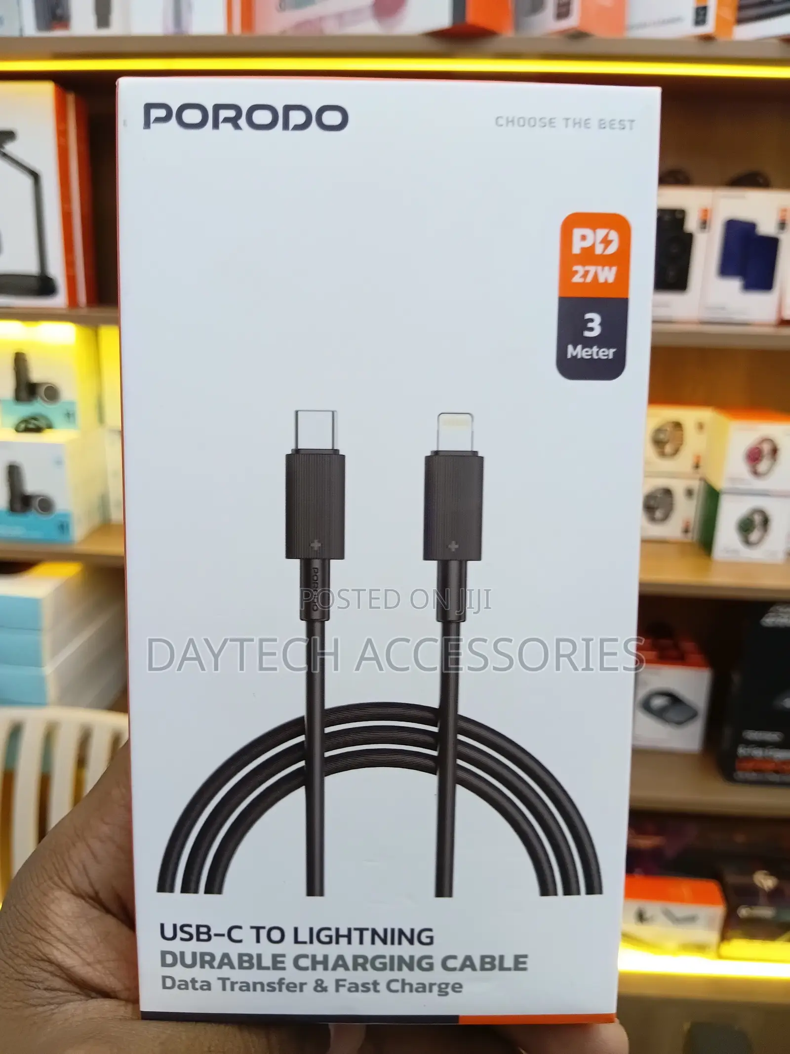 Porodo Usb-C to Lightning Durable Charging Cable in a 3-Meter.