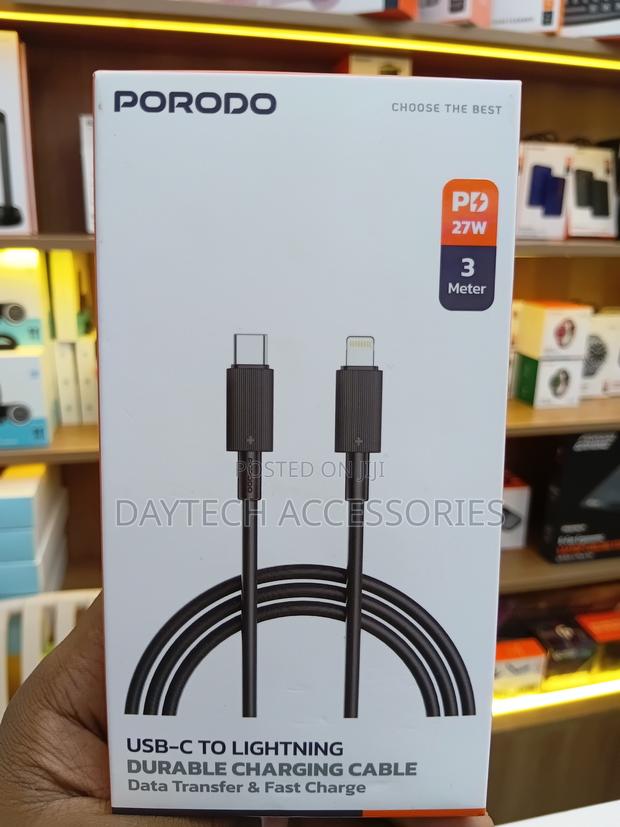 Porodo Usb-C to Lightning Durable Charging Cable in a 3-Meter. - thumbnail 3