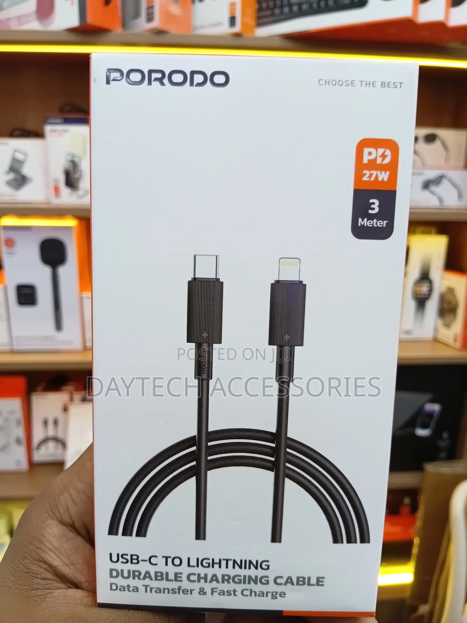 Porodo Usb-C to Lightning Durable Charging Cable in a 3-Meter.