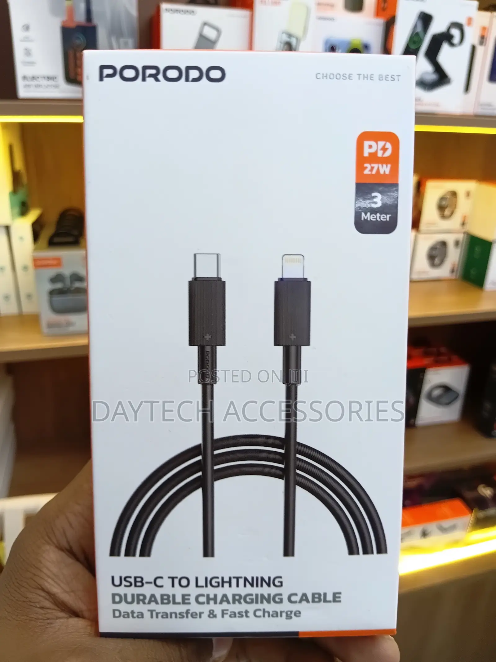 Porodo Usb-C to Lightning Durable Charging Cable 3m