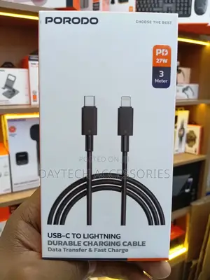 Porodo Type-C to Lightning PVC Cable 3m - Black