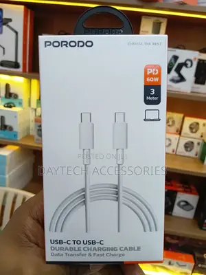 Porodo Type-C to Type-C Cable 3m - Fast Charging, Black