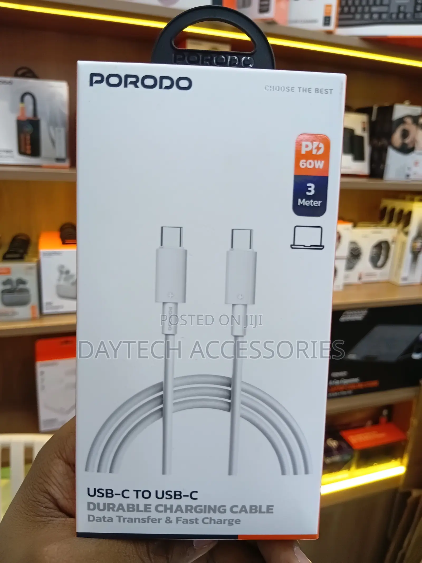 Porodo Type-C to Type-C Cable 3m - Fast Charging, Black
