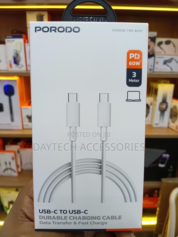 Porodo Usb-C to Usb-C Durable Charging Cable Featuring 3-Meter Length. - thumbnail 4