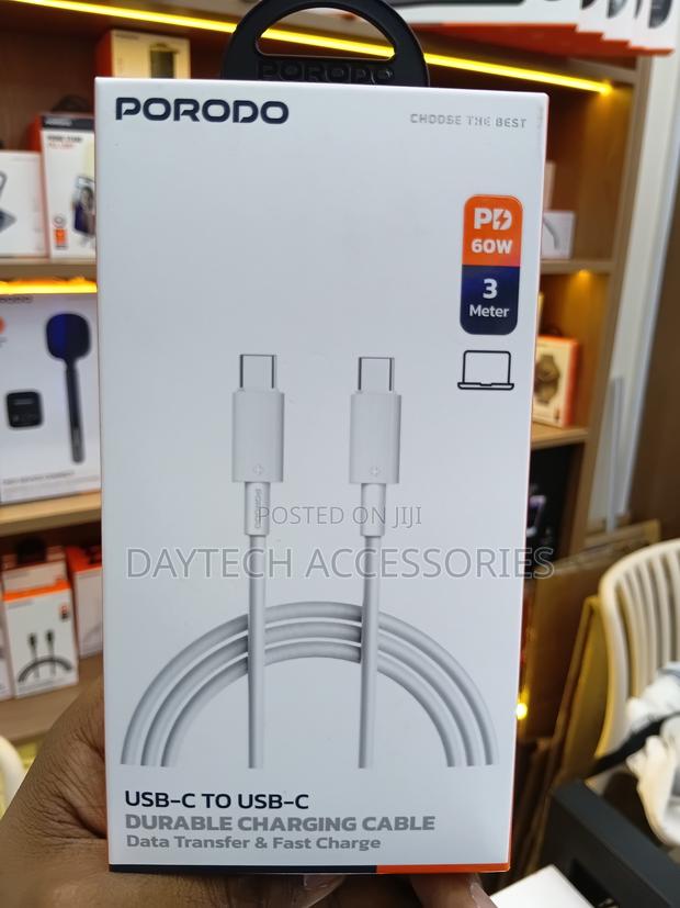 Porodo Usb-C to Usb-C Durable Charging Cable Featuring 3-Meter Length. - thumbnail 5