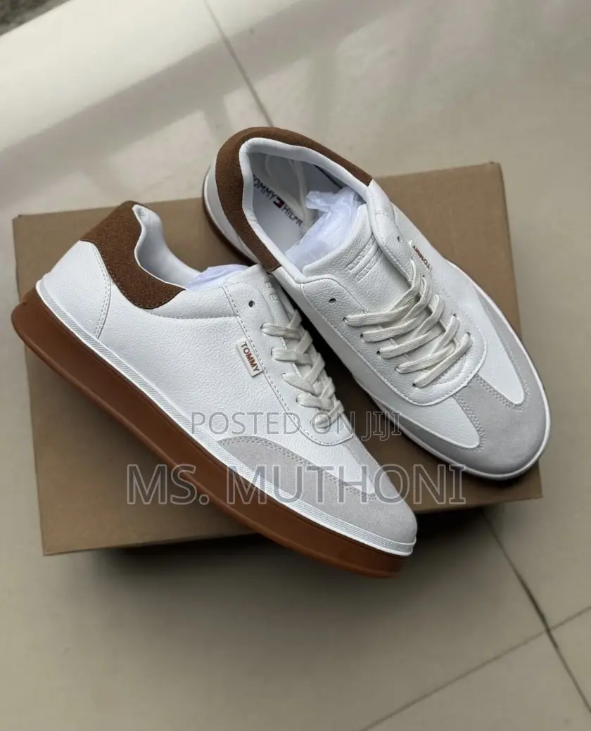 White Leather Upper, Brown Suede Heel Counter Tommy .H Size 40-45