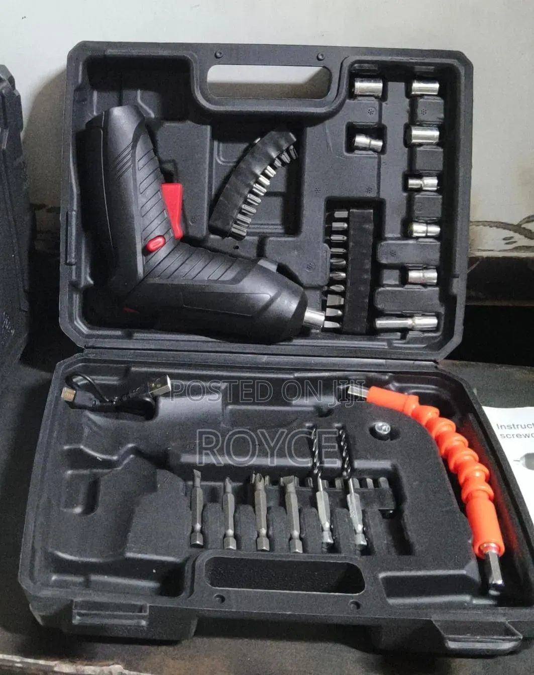 47pcs Rechargeable Drill Screw Driver Tool Box