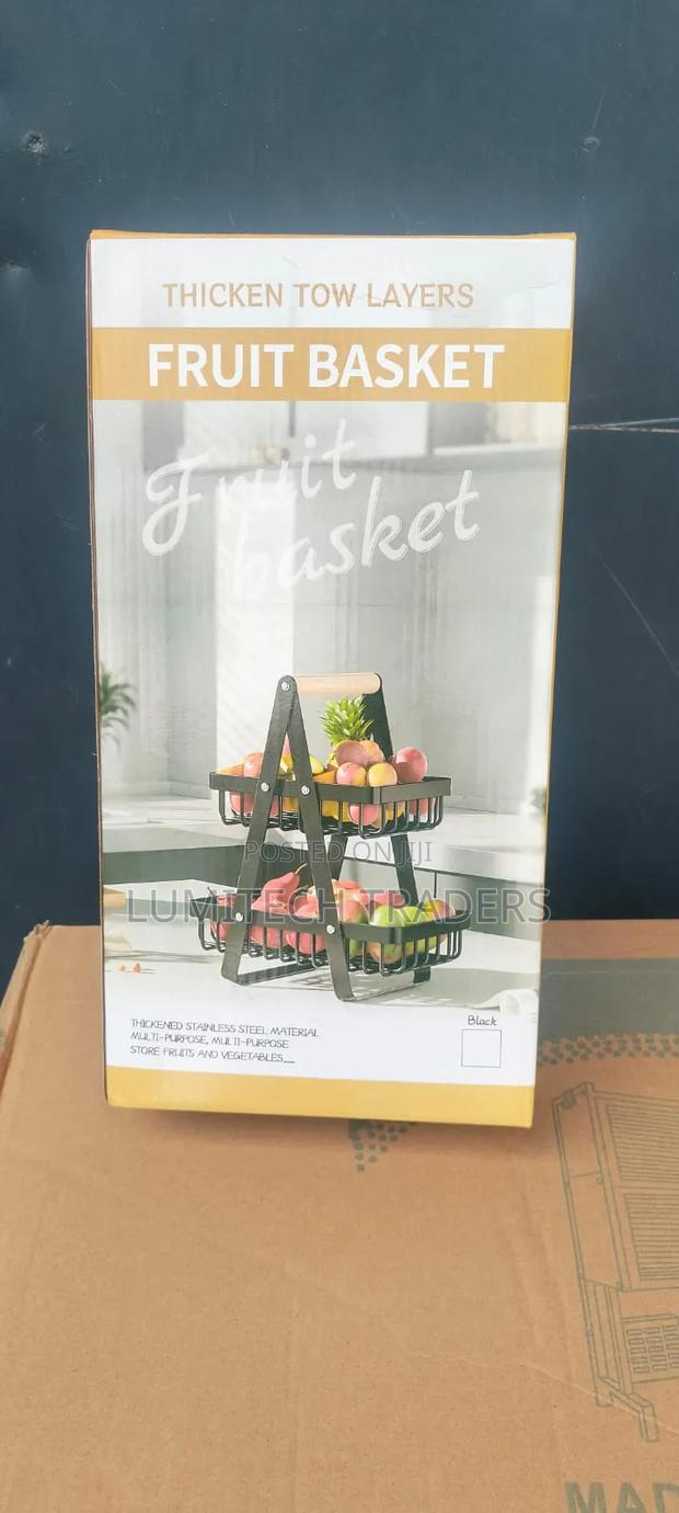 Fruit Basket 2 Tiers Metallic