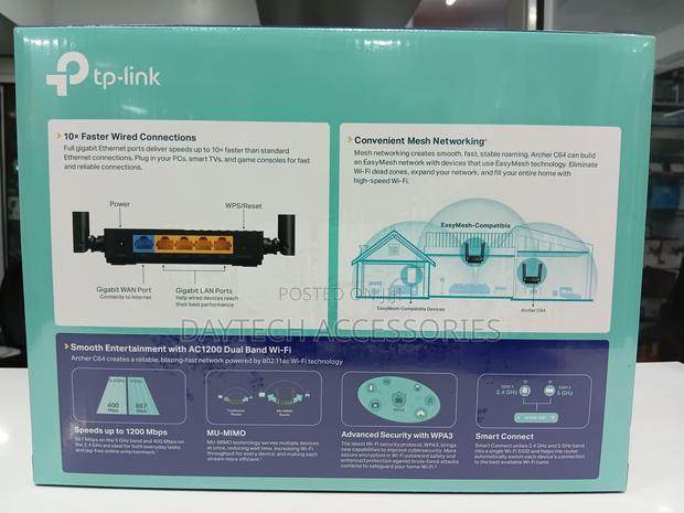 This Is a Tp-Link Archer C64 Ac1200 Wireless Mu-Mimo Wi-Fi Router. - thumbnail 4