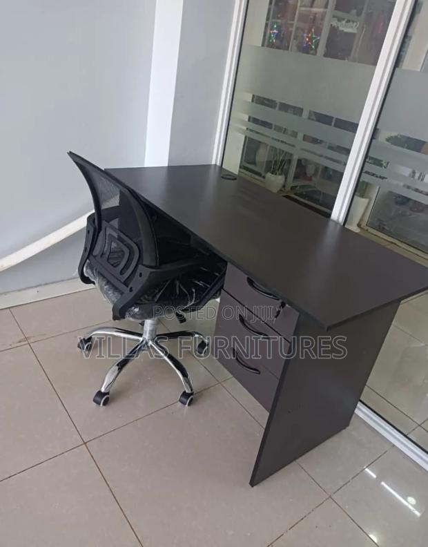Grey Desk and Swivel Mesh Chair