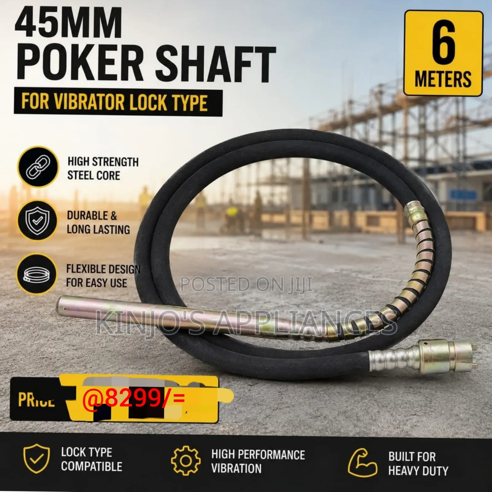 45mm Poker Shaft for Vibrator Lock Type 6meters