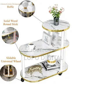 60x30x67cm 3 Layer 2 Oval Round Top Trolley Rack Table