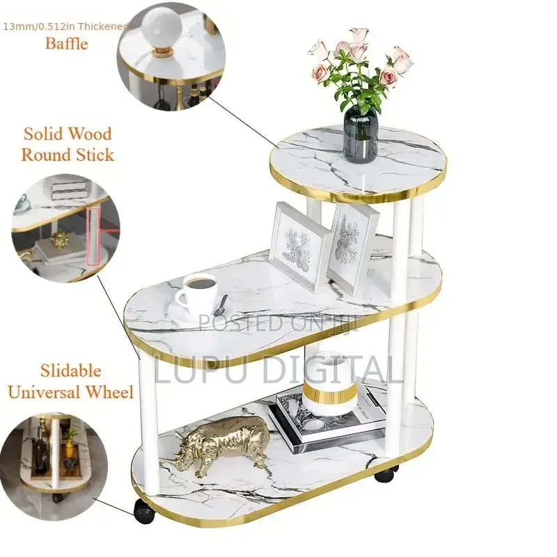 60x30x67cm 3 Layer 2 Oval Round Top Trolley Rack Table