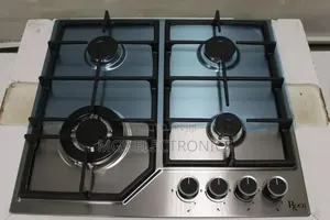 Nr- 6040-Fie 60 Cm B-I Hob Side Control 4 Gas Burner Black Glass Fini