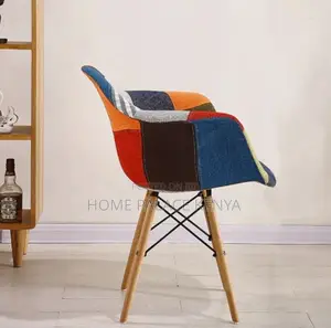 Lounge Chair: Eames Style Fabric Chair With Colourful Upholstery