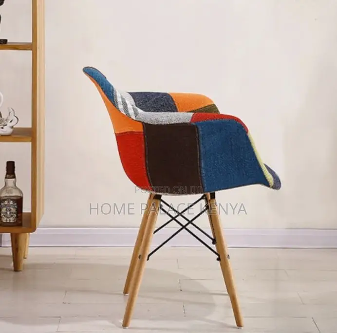 Lounge Chair: Eames Style Fabric Chair With Colourful Upholstery