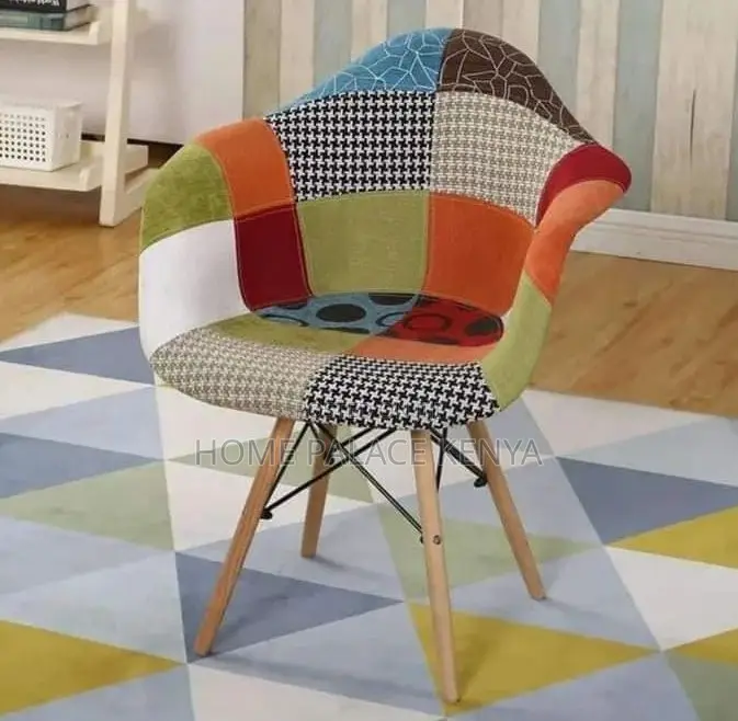 Lounge Chair: Eames Style Fabric Chair With Colourful Upholstery