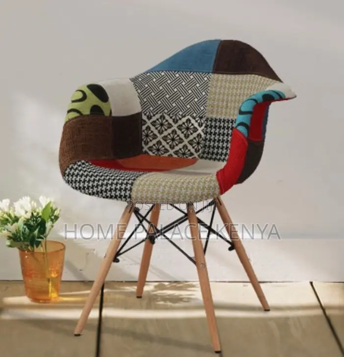 Lounge Chair: Eames Style Fabric Chair With Colourful Upholstery