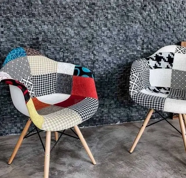 Lounge Chair: Eames Style Fabric Chair With Colourful Upholstery