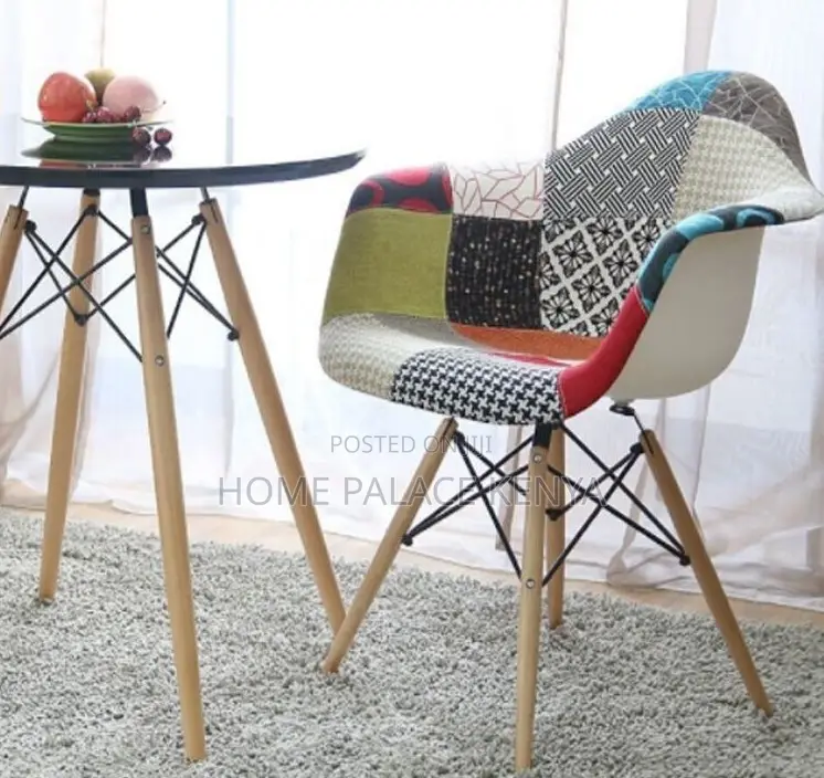 Lounge Chair: Eames Style Fabric Chair With Colourful Upholstery