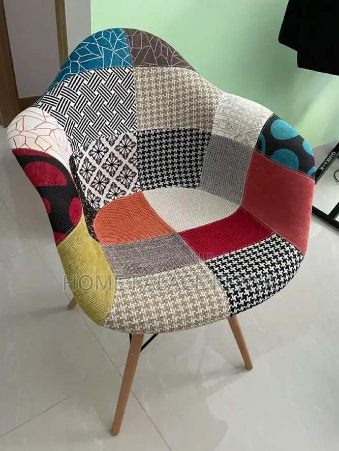 Lounge Chair: Eames Style Fabric Chair With Colourful Upholstery