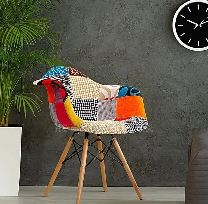 Lounge Chair: Eames Style Fabric Chair With Colourful Upholstery