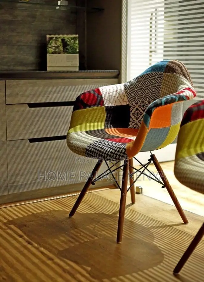 Lounge Chair: Eames Style Fabric Chair With Colourful Upholstery