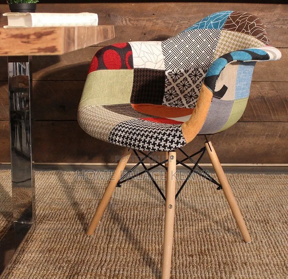 Lounge Chair: Eames Style Fabric Chair With Colourful Upholstery