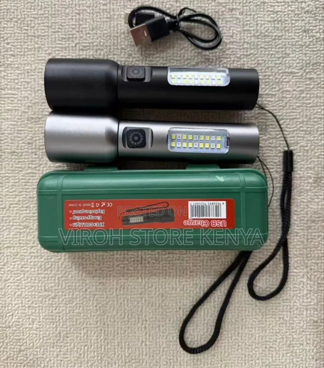 Cob Zooming Torch With Side Light - Mettalic