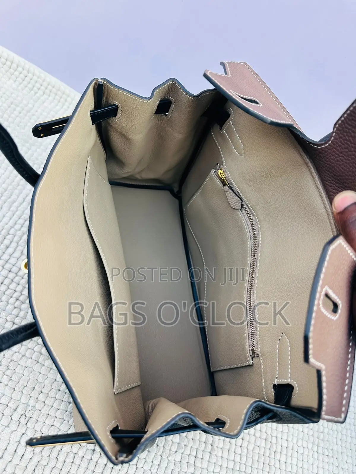Premium Tricolor Leather Top-Handle Bag - With Gold Hardware