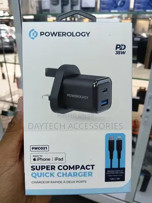 This Is a Powerology 35w Super Compact Quick Charger Dual Ports.
