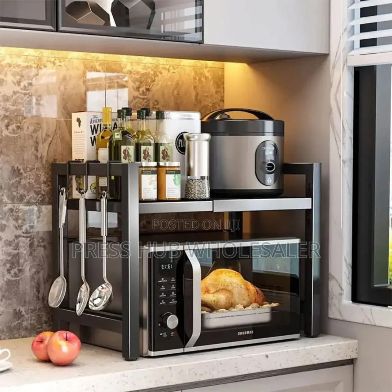 2-Tier Adjustable Microwave Stand – Kitchen Rack