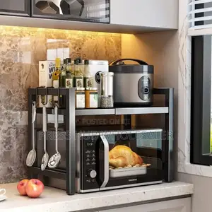 2-Tier Adjustable Microwave Stand – Kitchen Rack