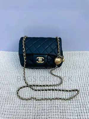 Authentic Chanel Mini Square Pearl Crush Flap Bag - Black Lambskin