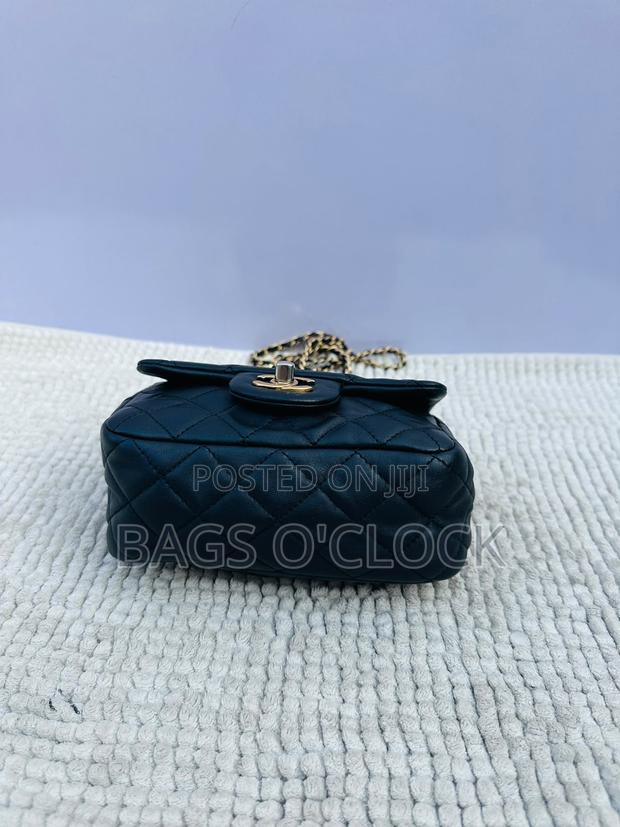 Authentic Chanel Mini Square Pearl Crush Flap Bag - Black Lambskin - thumbnail 2