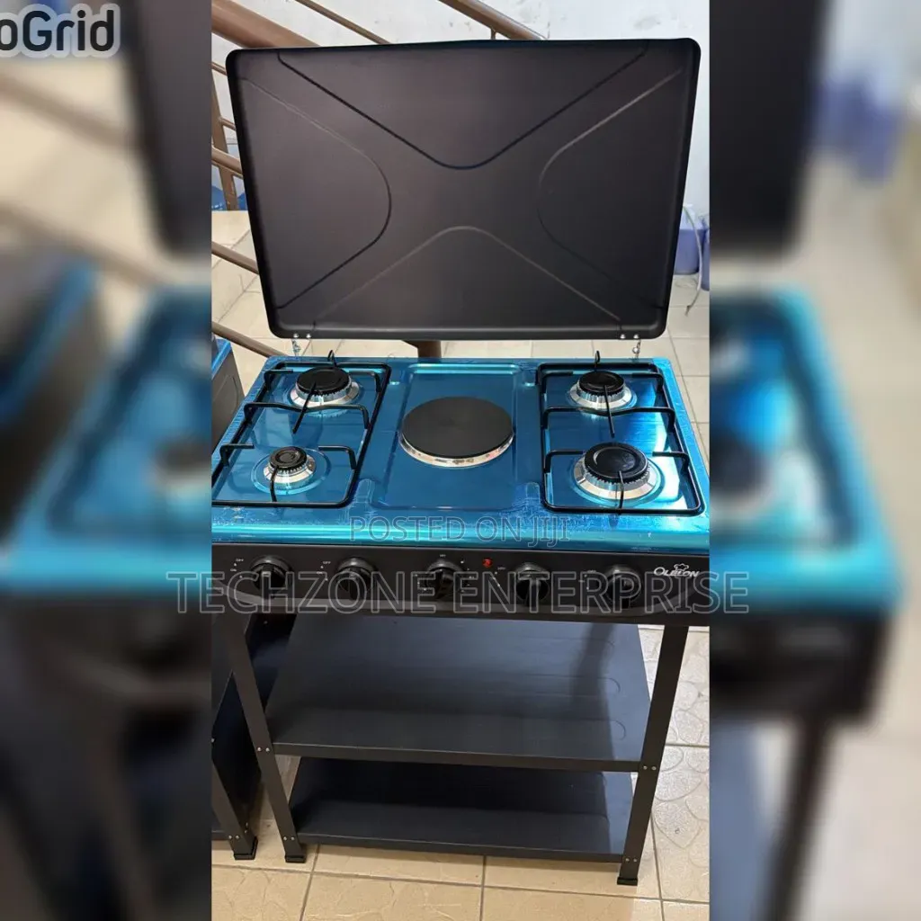 Olelon 4 Gas +1 Electric Quality Cooker Standing With Shelves 