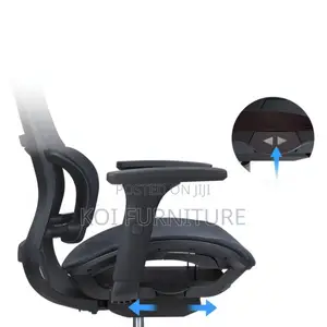 Office Chair : Ergonomic Office Chair - Black Polyester,