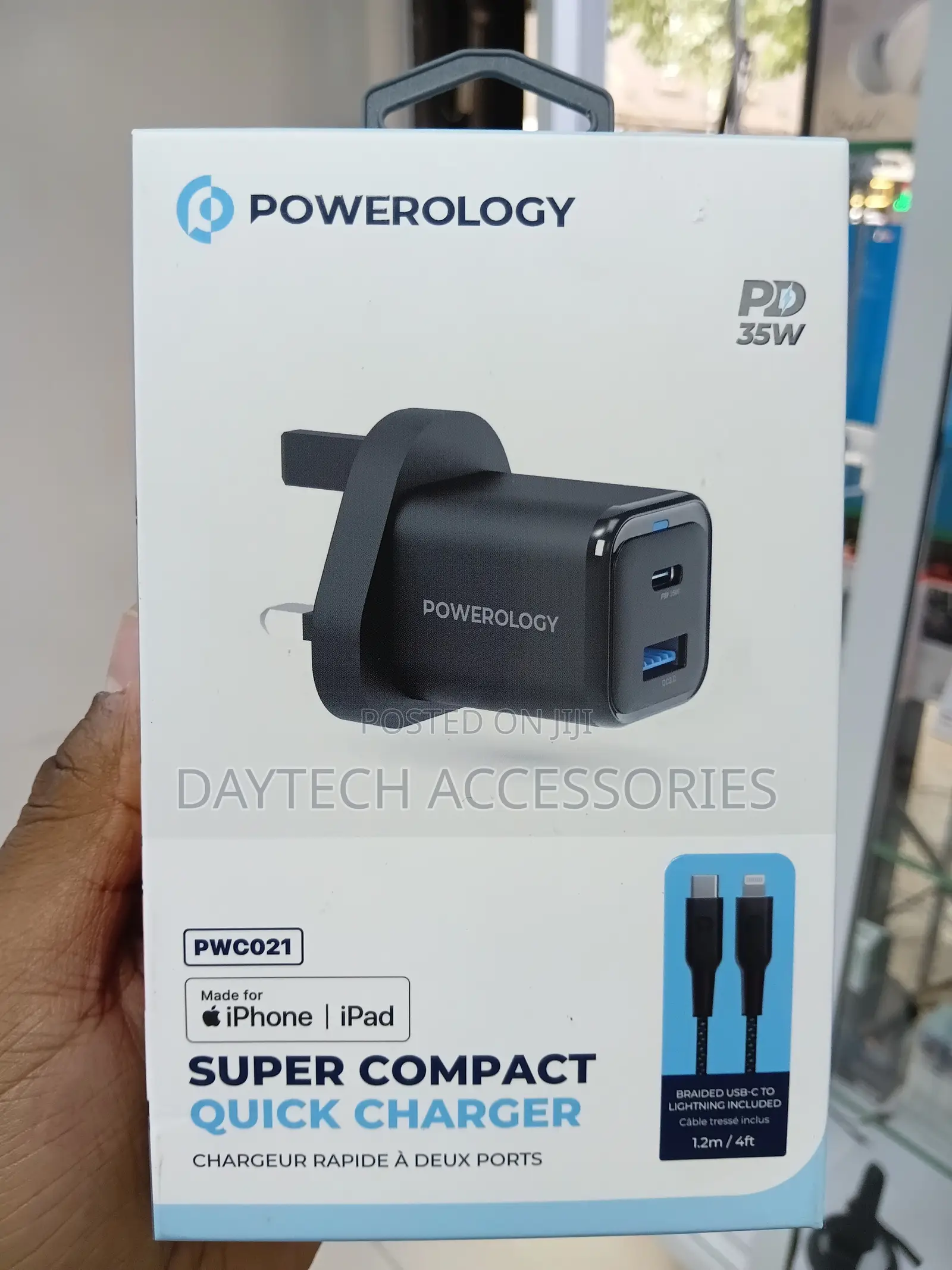 Powerology Gan Charger 35w Pd Qc 1xusb-C 35w With Cable.