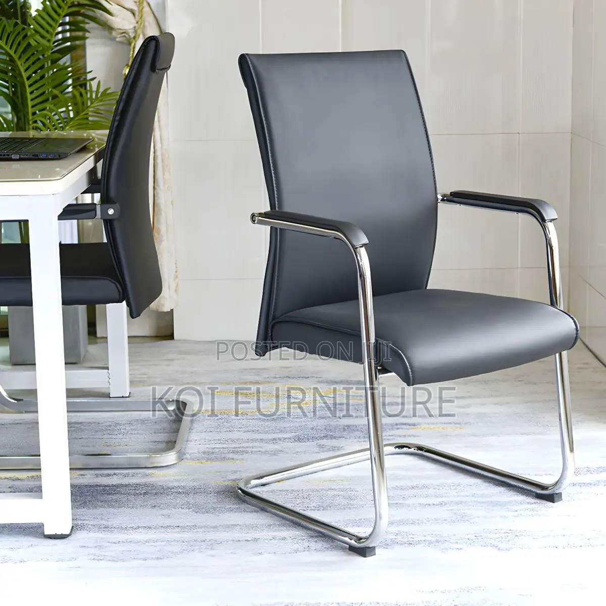 Office Chair : Black Leatherette Pevit-Visitor Chair