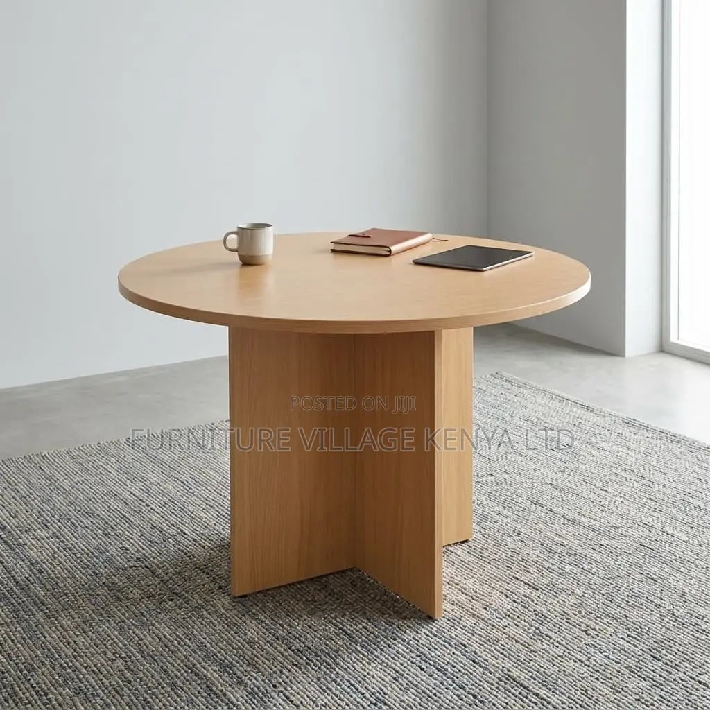 Round Brown Meeting Office Table.