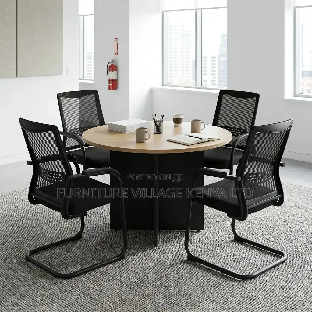 Round Brown Meeting Office Table.