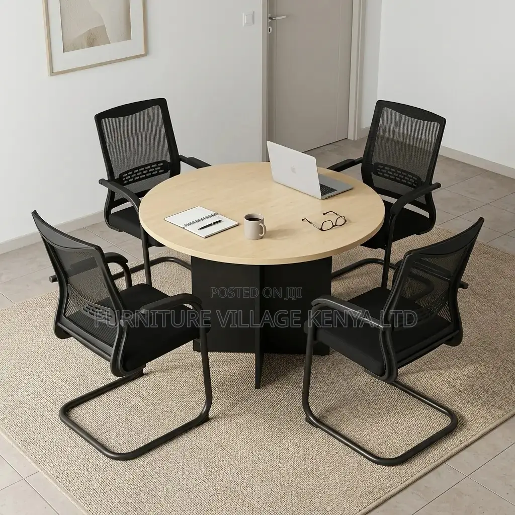 Round Brown Meeting Office Table.